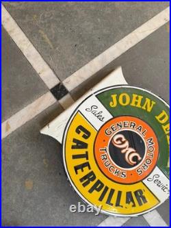 Porcelian John Deere Enamel Sign Size 18x18 Inches Double Sided With Flange