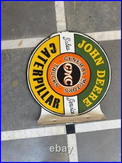 Porcelian John Deere Enamel Sign Size 18x18 Inches Double Sided With Flange