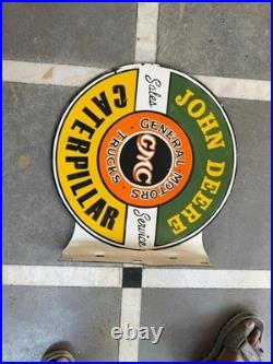 Porcelian John Deere Enamel Sign Size 18x18 Inches Double Sided With Flange