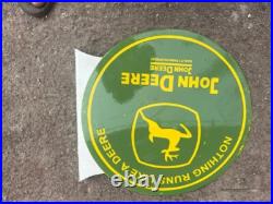 Porcelian John Deere Enamel Sign Size 24x24 Inches Double Sided With Flange