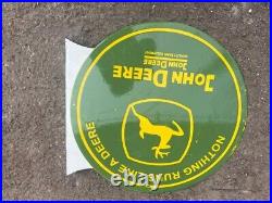 Porcelian John Deere Enamel Sign Size 24x24 Inches Double Sided With Flange
