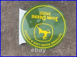 Porcelian John Deere Enamel Sign Size 24x24 Inches Double Sided With Flange