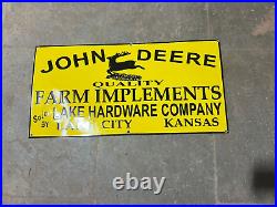Porcelian John Deere Enamel Sign Size 30x15 Inches