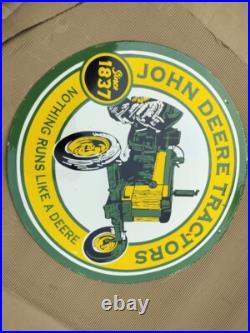 Porcelian John Deere Enamel Sign Size 30x30 Inches Double Sided