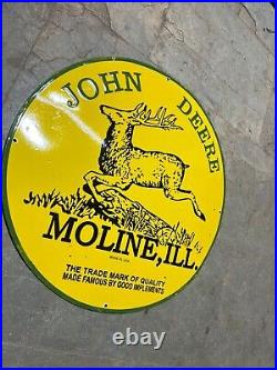 Porcelian John Deere Moline Enamel Sign Size 36 Inches Double Sided