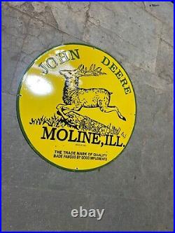 Porcelian John Deere Moline Enamel Sign Size 36 Inches Double Sided