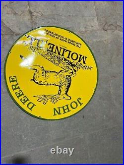 Porcelian John Deere Moline Enamel Sign Size 36 Inches Double Sided
