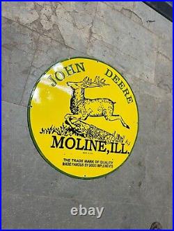 Porcelian John Deere Moline Enamel Sign Size 36 Inches Double Sided