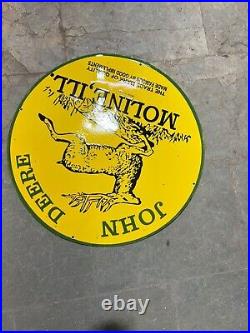 Porcelian John Deere Moline Enamel Sign Size 36 Inches Double Sided