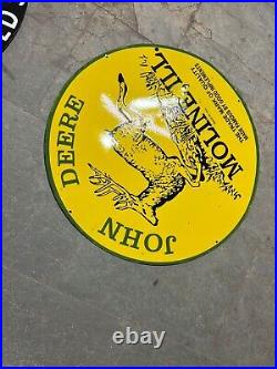 Porcelian John Deere Moline Enamel Sign Size 36 Inches Double Sided