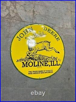 Porcelian John Deere Moline Enamel Sign Size 36 Inches Double Sided