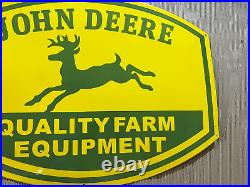 Porcelian John Deere Quality Farm Enamel Sign Size 36 Inches