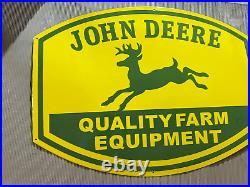 Porcelian John Deere Quality Farm Enamel Sign Size 36 Inches