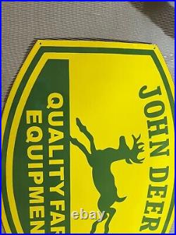 Porcelian John Deere Quality Farm Enamel Sign Size 36 Inches