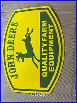Porcelian John Deere Quality Farm Enamel Sign Size 36 Inches