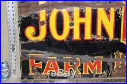 RARE 1920's JOHN DEERE FARM IMPLEMENTS DEALER PORCELAIN SIGN TRACTOR FARM BARN