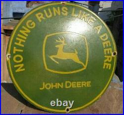 RARE 1920's Old Vintage John Deere Tractor Machinery Porcelain Enamel Sign Board