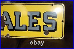 RARE 1950s HOWE SCALE PORCEALIN METAL SIGN CONSTRUCTION GAS OIL FARM CAT DEERE