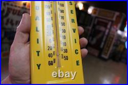 RARE 1950s JOHN DEERE DODGE CITY KANSAS STAMPED METAL THERMOMETER SIGN TRACTOR
