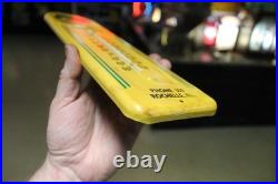 RARE 1950s JOHN DEERE GMC ROCHELLE ILL EMBOSSED METAL THERMOMETER SIGN TRACTOR