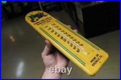 RARE 1950s JOHN DEERE GMC ROCHELLE ILL EMBOSSED METAL THERMOMETER SIGN TRACTOR
