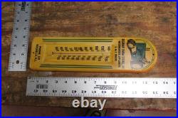 RARE 1950s JOHN DEERE GMC ROCHELLE ILL EMBOSSED METAL THERMOMETER SIGN TRACTOR