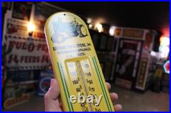 RARE 1950s JOHN DEERE GMC TRUCKS ROCHELLE IL. METAL THERMOMETER SIGN TRACTOR