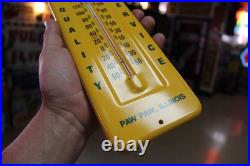 RARE 1950s JOHN DEERE PAW PAW ILLINOIS STAMPED METAL THERMOMETER SIGN TRACTOR