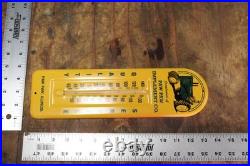 RARE 1950s JOHN DEERE PAW PAW ILLINOIS STAMPED METAL THERMOMETER SIGN TRACTOR