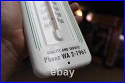 RARE 1950s JOHN DEERE RICE CENTER STAMPED DEALER METAL THERMOMETER SIGN TRACTOR