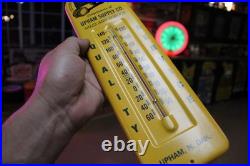 RARE 1950s JOHN DEERE UPHAM DAKOTA STAMPED METAL THERMOMETER SIGN TRACTOR