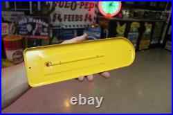 RARE 1950s JOHN DEERE UPHAM DAKOTA STAMPED METAL THERMOMETER SIGN TRACTOR