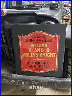 RARE 1 Of 1 Willys Overland Willys-Knight Glass Door Sign 1920's Elmira NY
