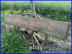 RARE Early 1900s 6ft John Deere Implement Wooden Tractor Sign Trailer End Grain