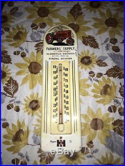 RARE Farmers Supply IH International Farmall Thermometer Sign Reading Michigan