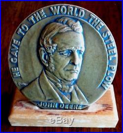 RARE JOHN DEERE 1937 HE GAVE WORLD STEEL PLOW KILENYI MEDALLION MEDAL Signed Art
