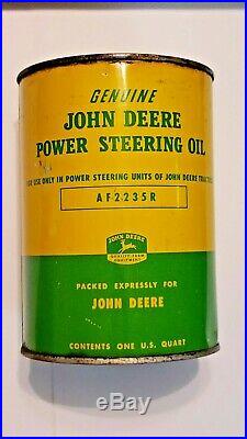 RARE! John Deere FULL Power Steering Oil Can Farm Gas Tractor Old Vintage 1950s