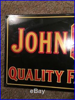 RARE John Deere Quality Farm Implements Original Vintage Porcelain Gas Sign