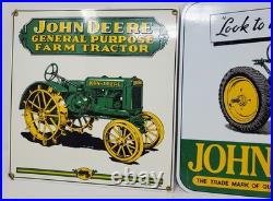 RARE John Deere Tractor Porcelain Signs Ande Rooney Advertising Vtg 1995 & 2000