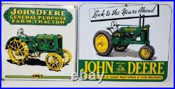 RARE John Deere Tractor Porcelain Signs Ande Rooney Advertising Vtg 1995 & 2000