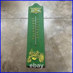 RARE Large 29 JOHN DEERE THERMOMETER Faux Wood Green & Yellow Works Excellent RARE Large 29 JOHN DEERE THERMOMETER Faux Wood Green & Yellow Works Excellent