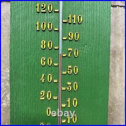 RARE Large 29 JOHN DEERE THERMOMETER Faux Wood Green & Yellow Works Excellent RARE Large 29 JOHN DEERE THERMOMETER Faux Wood Green & Yellow Works Excellent