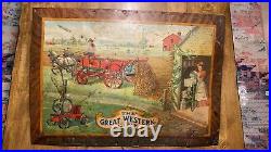 RARE Original 1900s Rock Island Plow Co Farm Tractor Implement Tin Litho Sign
