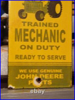 RARE VINTAGE JOHN DEERE FARM IMPLEMENT 4 LEG DEAR 8 Porcelain Metal Sign RARE VINTAGE JOHN DEERE FARM IMPLEMENT 4 LEG DEAR 8 Porcelain Metal Sign