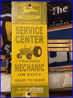 RARE VINTAGE JOHN DEERE FARM IMPLEMENT 4 LEG DEAR 8 Porcelain Metal Sign RARE VINTAGE JOHN DEERE FARM IMPLEMENT 4 LEG DEAR 8 Porcelain Metal Sign