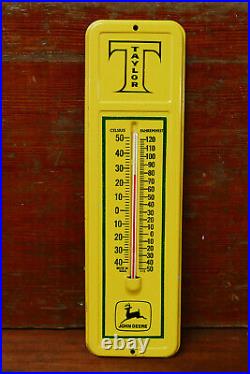 RARE Vintage John Deere Taylor Tractor Implement Metal Advertising Thermometer