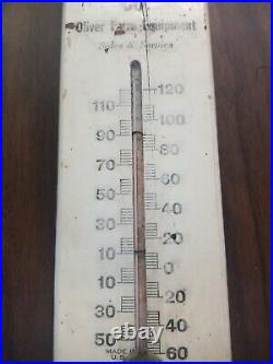 RARE Vintage Oliver Farm Equip Wood Thermometer Abernathy Equip Co Lincolnton NC