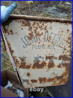 Rare 1920s Vintage John Deere lentz Farm Tractor Plow Gas Oil Garage sign 4 side