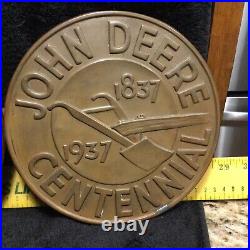 Rare 1937 Vintage John Deere Centennial Copper PenneyDealer Office Plaque Sign