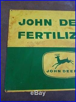 Rare 1950s John Deere Fertilizers Metal Tin Sign Farm Tractor Corn Barn art